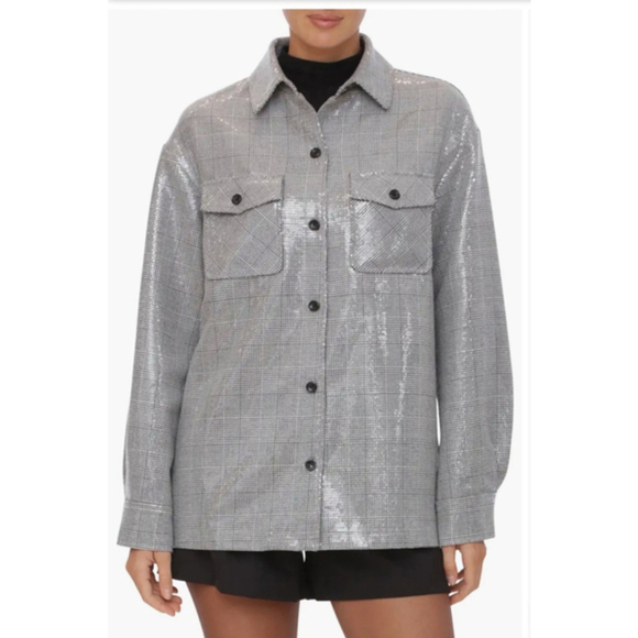 Women’s Bagatelle Shacklet  Shirt,‎ Plaid Gray, Size M - Picture 1 of 5